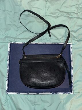 Louise et Cie Black Pebbled Leather Saddle Crossbody